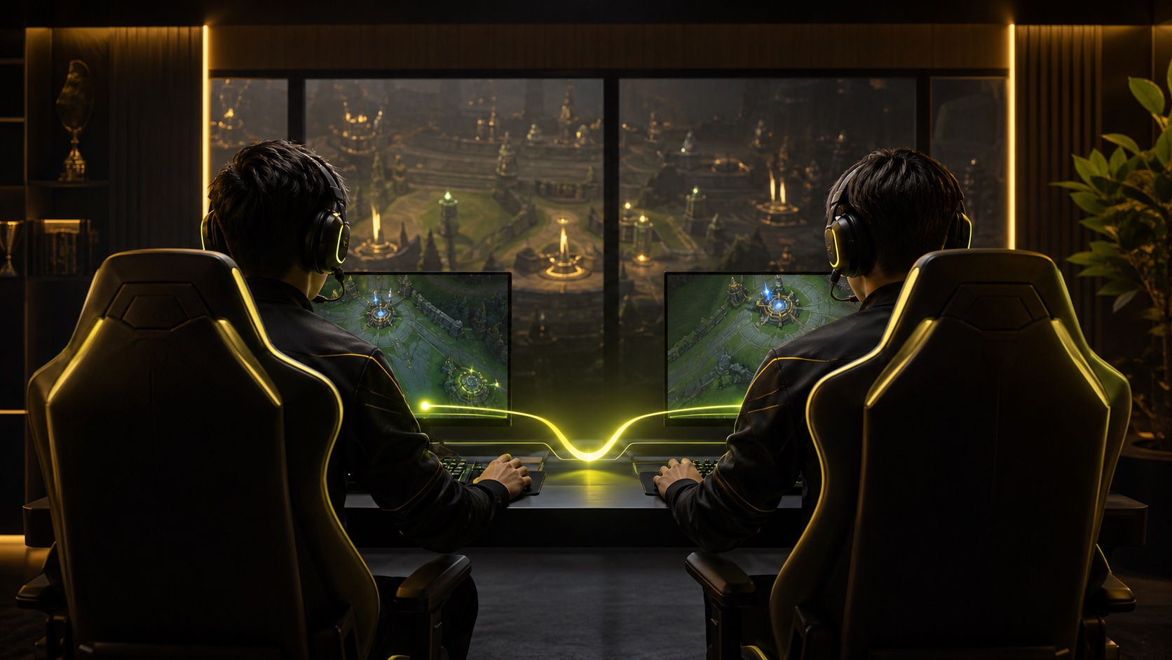 Two coordinated League players competing together in duo queue